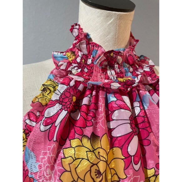 ELLIATT Women’s Themes Dress size S NWT Ruffle Floral Mini Halter Neck Tie Back - Picture 6 of 12